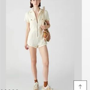 Urban Outfitters cream zip-up romper